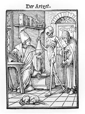 Death and the Physician, from 'The Dance of Death', engraved by Hans Lutzelburger, c.1538 (woodcut) a Hans Holbein Il Giovane