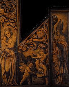 Maria with the child and the St. Pantalus inside of the organ wings out of the Basle minster (right a Hans Holbein Il Giovane