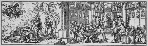 Sale of Indulgences / Woodcut / Holbein a Hans Holbein Il Giovane