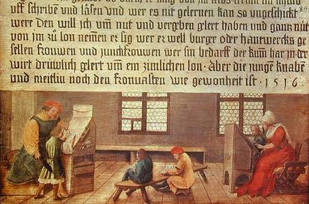 A School Teacher Explaining the Meaning of a Letter to Illiterate Workers a Hans Holbein Il Giovane