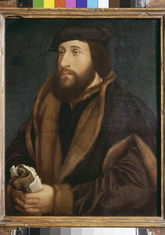 Unbekannter Mann mit Brief und Handschuhen a Hans Holbein Il Giovane
