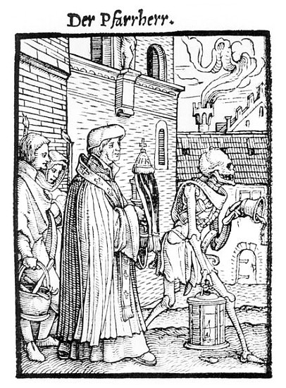 Death and the Parish Priest, from ''The Dance of Death''; engraved by Hans Lutzelburger, c.1538 a Hans Holbein il Giovane. (Laboratorio )