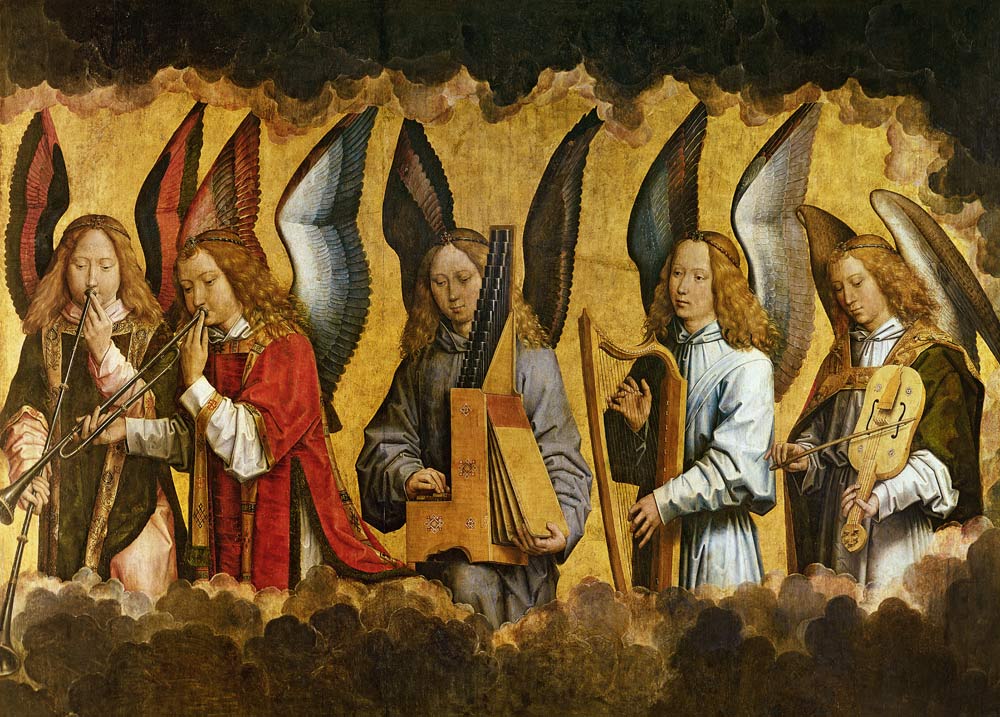 Angels Playing Musical Instruments, right hand panel from a triptych from the Church of Santa Maria a Hans Memling