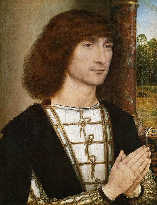 Portrait of a young Man praying a Hans Memling
