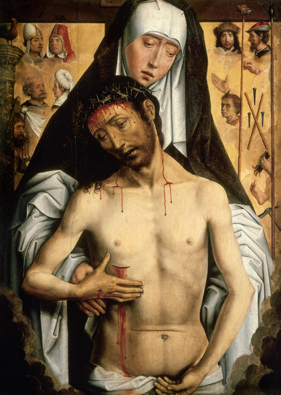 The Man of Sorrows in the Arms of the Virgin a Hans Memling