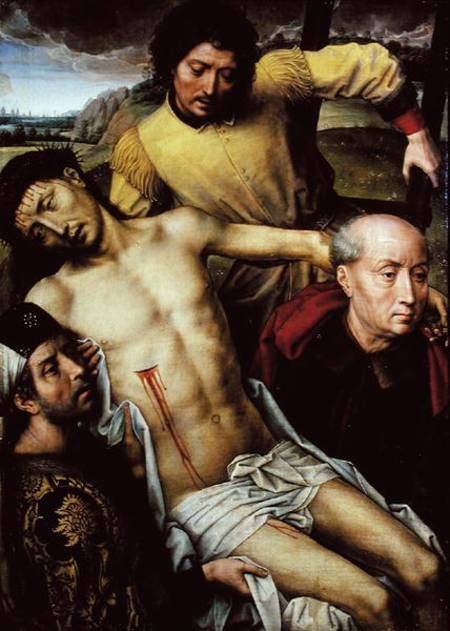 Descent from the Cross, left hand panel from the Deposition Diptych a Hans Memling