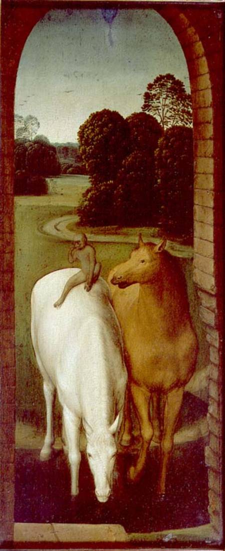 Two Horses in a Landscape a Hans Memling