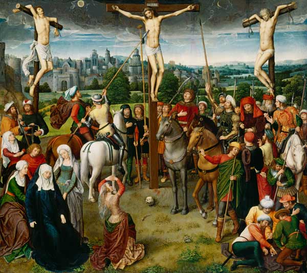 Crucifixion Christi. Middle picture of a house winged altar. a Hans Memling