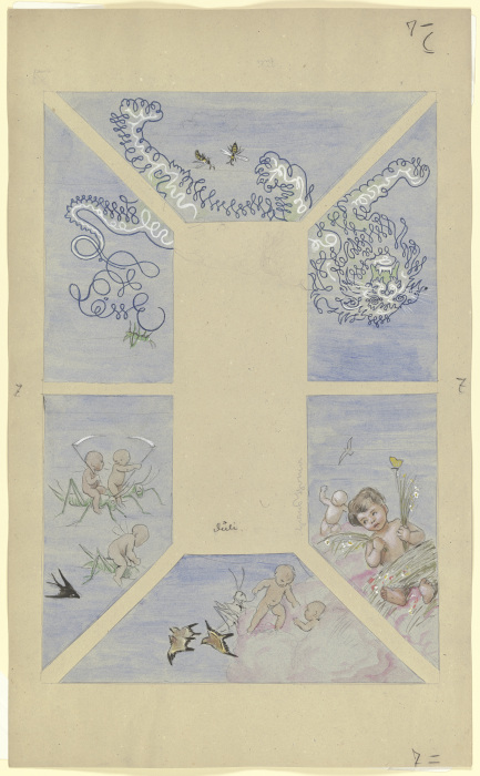 "July". Design for a Ceiling Painting for the Café Bauer (6 parts) a Hans Thoma