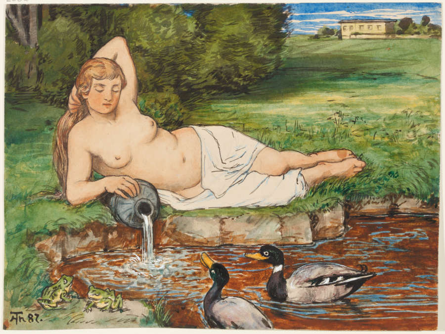 Nymph by a Brook a Hans Thoma