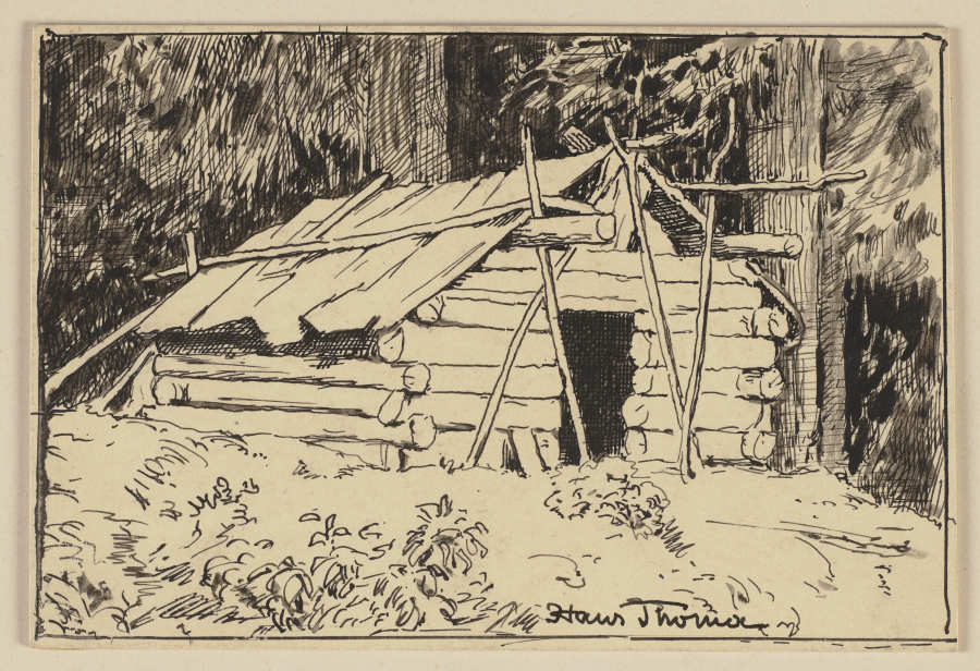 Zeichnung zur Fibel: Hütte a Hans Thoma
