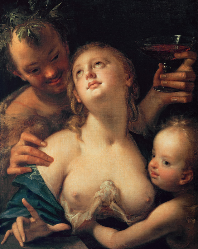 Bacchus, Venus and Cupid a Hans von Aachen