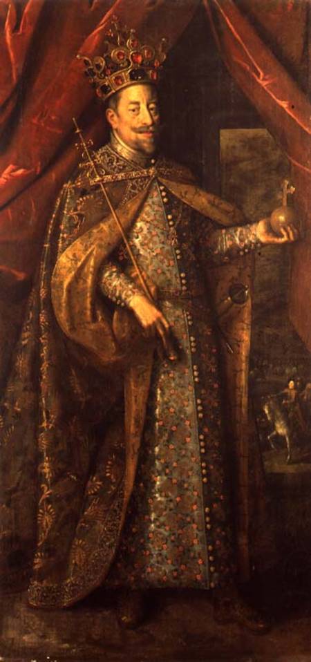 Emperor Matthias of Austria in Bohemian Coronation Robes a Hans von Aachen