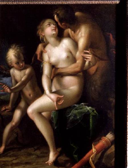 Jupiter, Antiope and Cupid a Hans von Aachen