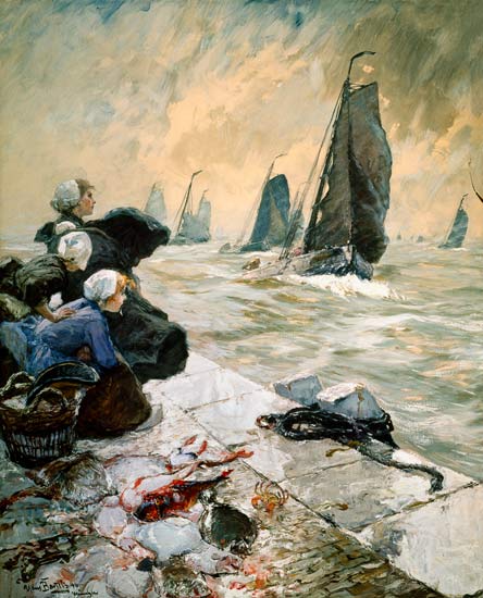 Fischerfrauen in Erwartung der Boote a Hans von Bartels
