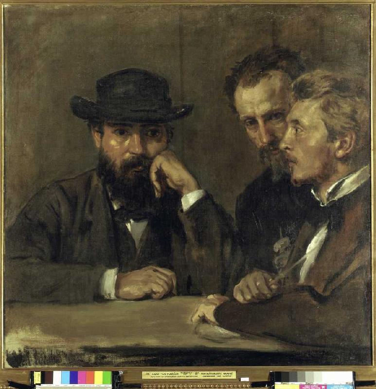 Self-portrait with Hildebrand and Grant. a Hans von Marées