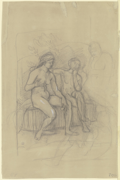 Zwei nebeneinander sitzende weibliche Akte a Hans von Marées