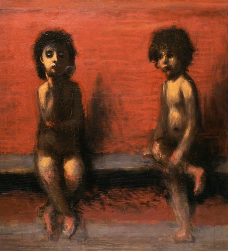 Two sedentary children a Hans von Marées