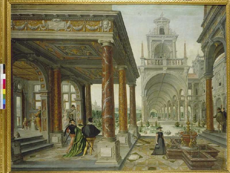 Palace architecture with strollers a Hans Vredeman de Vries