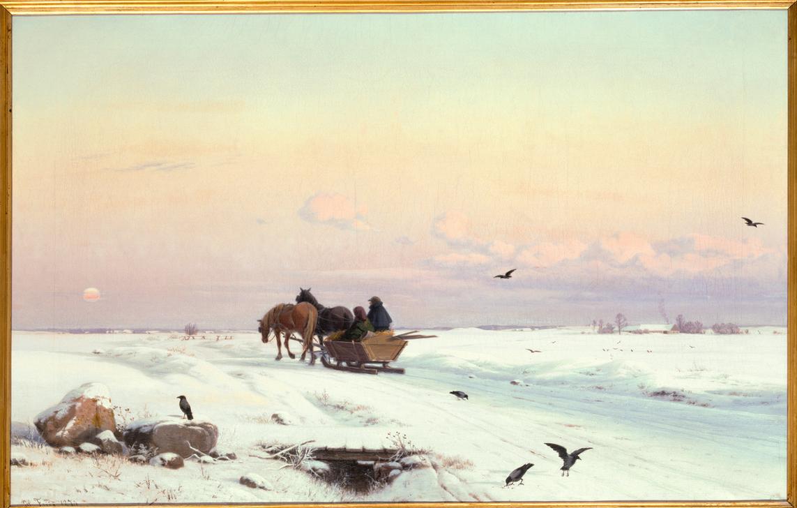 Sledge in a Winter Landscape a Hans Gabriel Friis
