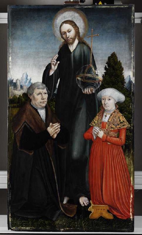 Christus als Salvator Mundi zwischen zwei knienden Stiftern a Hans Johann Kemmer