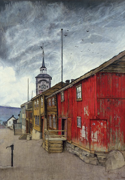 Straße in Røros a Harald Sohlberg