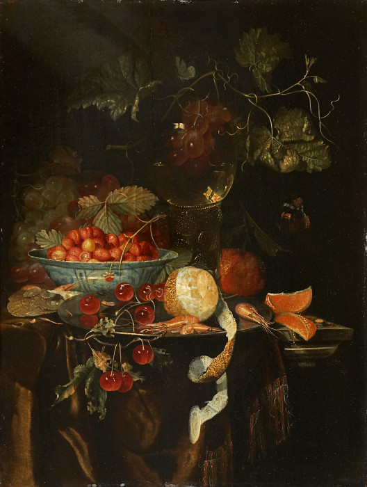 Still Life with Fruit and a Chinese Porcelain Bowl with Strawberries a Harmen Loeding