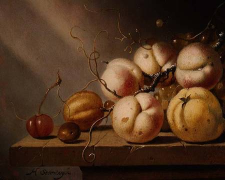 Still life of fruit on a ledge (panel) a Harmen van Steenwyck