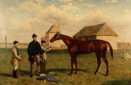 'Thunderbolt', a Chestnut Racehorse with his Owner and Jockey a Harry Hall