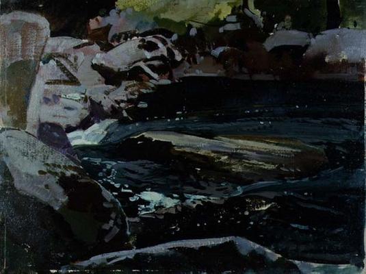 Flowing River (oil on canvas board) a Harry Watson