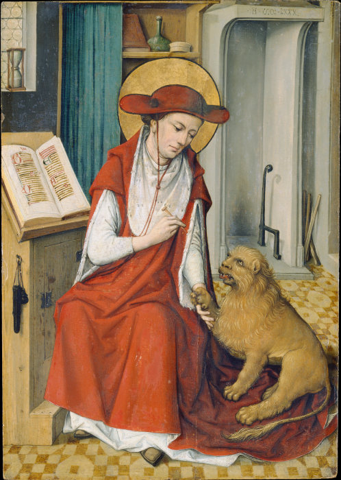 St Jerome in his Study with the Lion a Hausbuchmeister