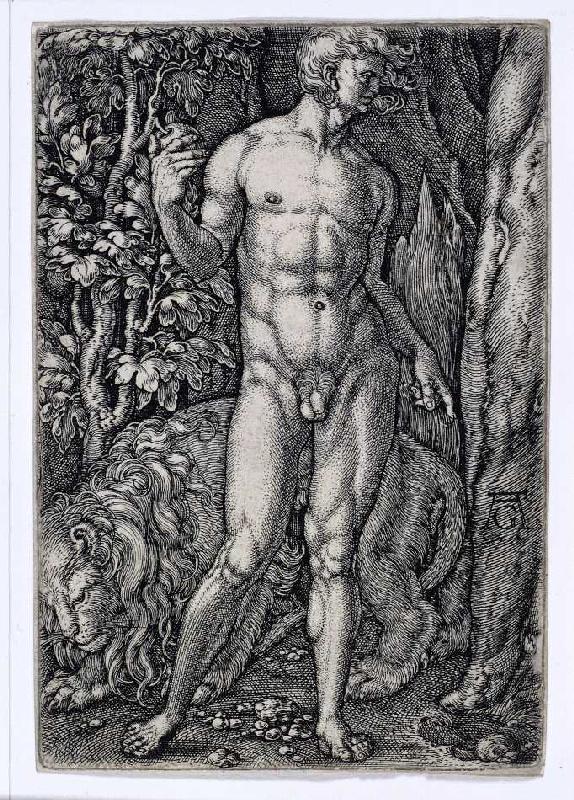 Die Geschichte von Adam und Eva: Adam mit einem Löwen a Heinrich Aldegrever