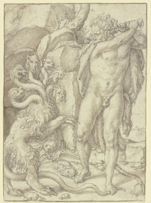 Herkules tötet die Lernäische Hydra a Heinrich Aldegrever