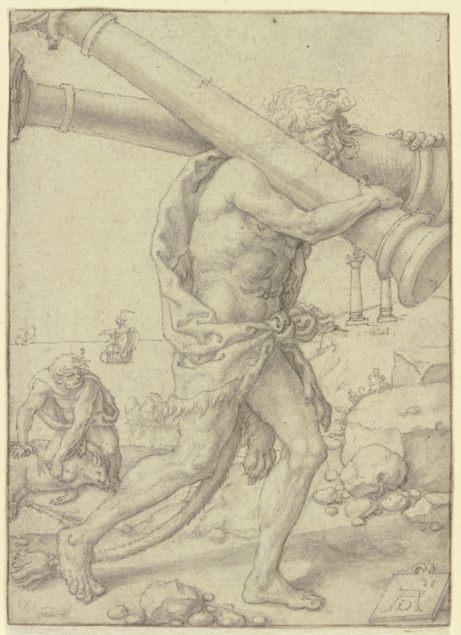 Herkules trägt die Säulen nach der Enge von Gades a Heinrich Aldegrever