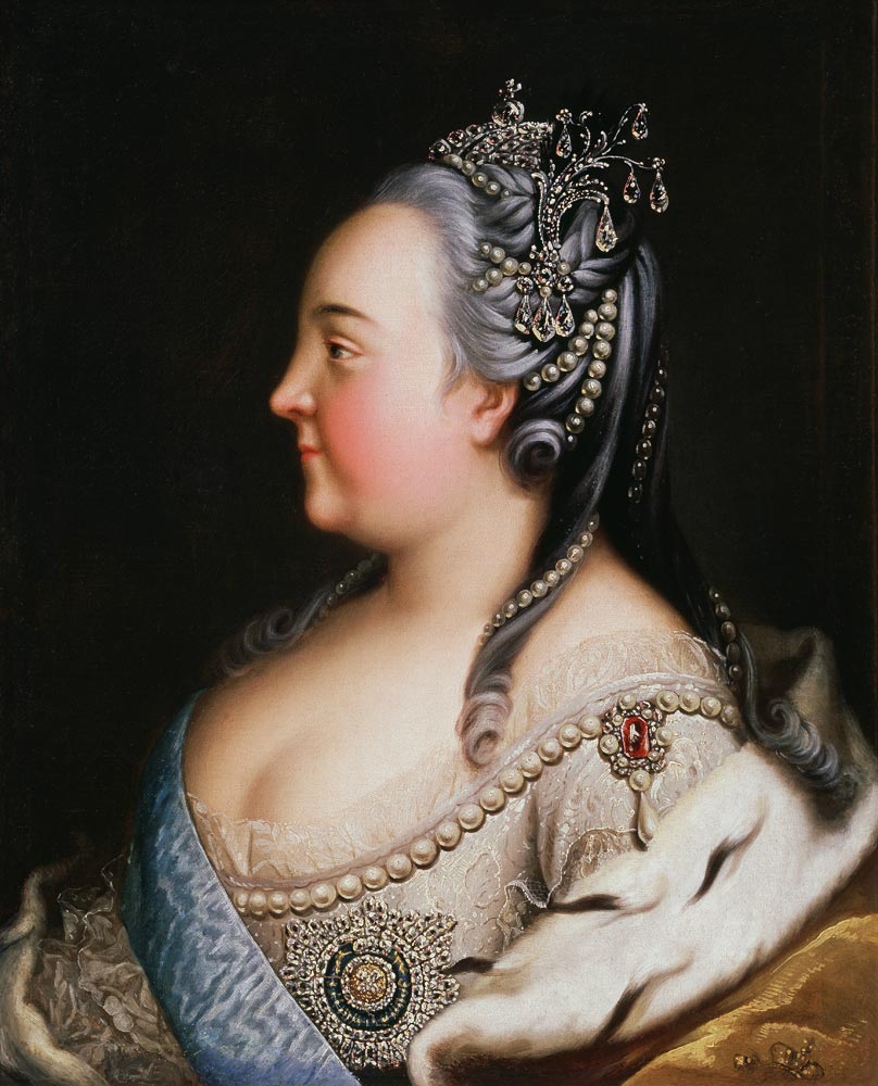 Portrait of Empress Elisabeth (1709-1762) with Pearles a Heinrich Buchholz
