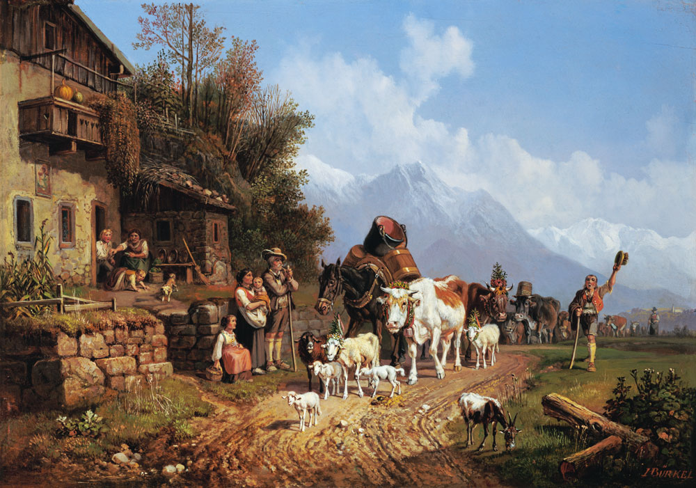 Homecoming of the Alpine pasture. a Heinrich Bürkel