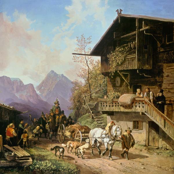 Return of the bear hunting. a Heinrich Bürkel