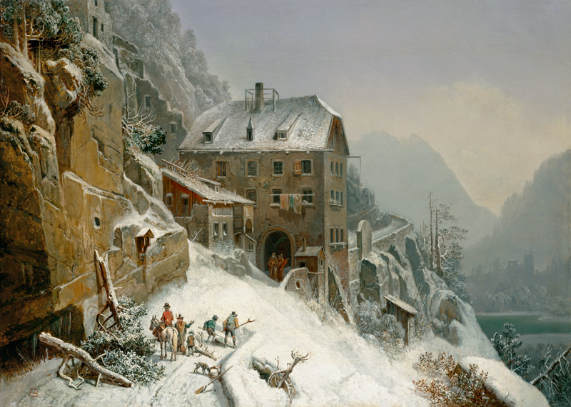 Winter at the far passport. a Heinrich Bürkel
