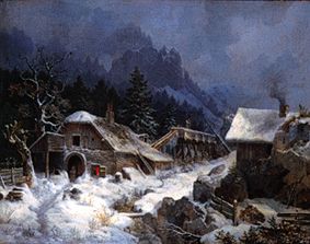 Forge in winter a Heinrich Bürkel