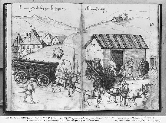 Silver mine of La Croix-aux-Mines, Lorraine, fol.5v and fol.6r, transporting and delivering coal for a Heinrich Gross or Groff