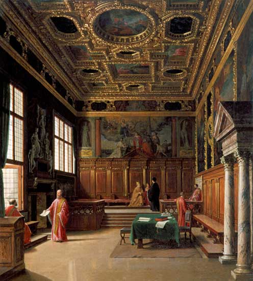 Advice hall in the doge palace to Venice a Heinrich Hansen