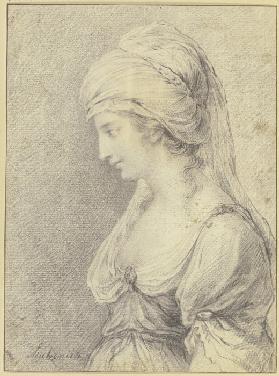 Dame mit turbanartiger Kopfbedeckung im Profil nach links (Zémire aus "Zémire et Azor")