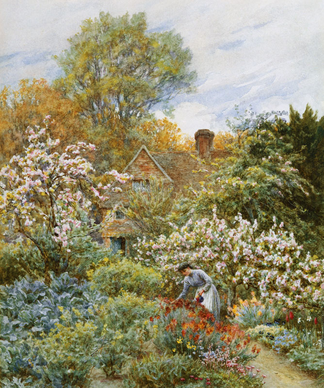 A Garden in Spring a Helen Allingham