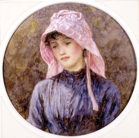 Portrait of a Girl in a Pink Bonnet a Helen Allingham