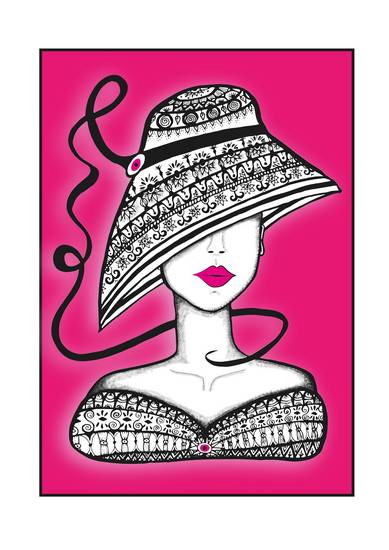 Pink lady with hat