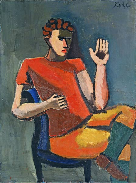 Seated Man with a Raised Hand a Helmut von Hugel Kolle