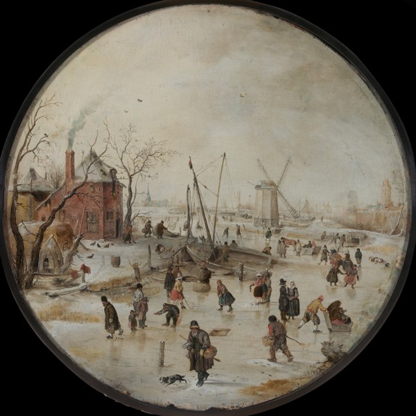 Frozen River with Skaters a Hendrick Avercamp