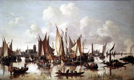 Dutch ships at Dordrecht Harbour a Hendrick de Meyer