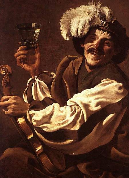 A Violin Player with a Glass of Wine a Hendrick ter Brugghen