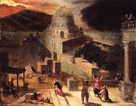 The Destruction of the Tower of Babel (panel) a Hendrick van Cleve
